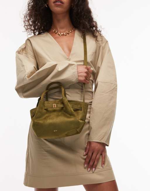 JW PEI - Hana - Olivengrøn mini-totebag i imiteret ruskind, 2 af 5