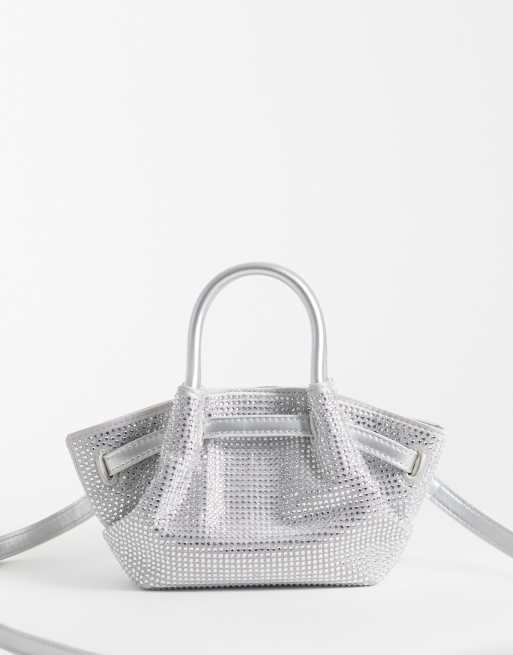JW PEI Hana tiny diamante tote bag in silver crystal, 4 of 4