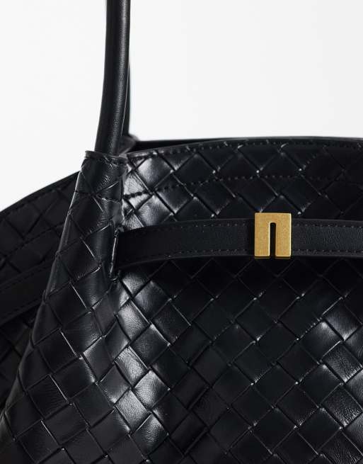 JW PEI Hana woven texture medium tote in black, 3 of 4