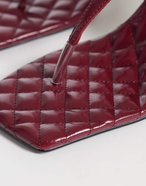 JW PEI Hannah quilted flip flop heel mules in burgundy, 2 of 4
