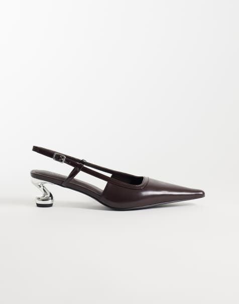 JW PEI Hannah szpilki slingback z paskiem T, ciemnobrązowe - view 1