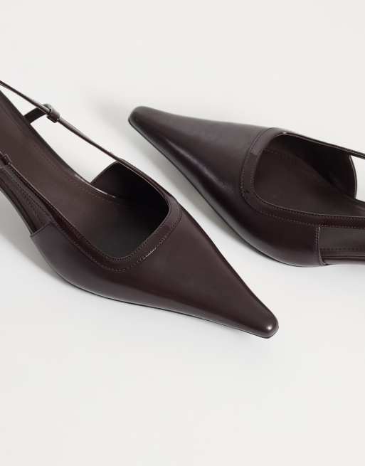 JW PEI Hannah T-strap slingback hakken in donkerbruin, 3 van 5