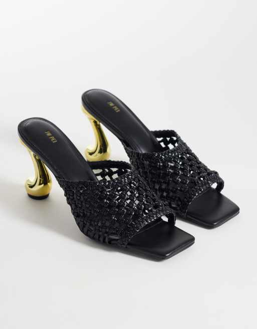 JW PEI Hannah woven heel mules in black, 3 of 4