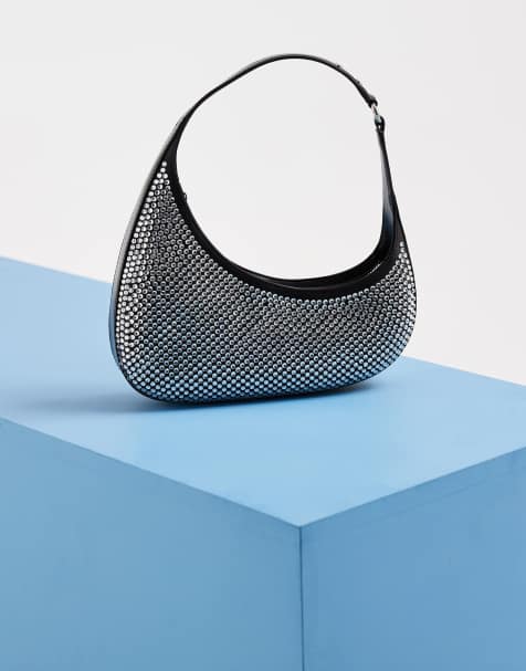 JW PEI Harlee asymmetric shoulder bag in black crystal - view 1