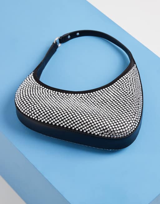 JW PEI Harlee asymmetric shoulder bag in black crystal, 3 of 4