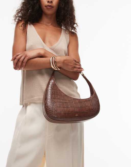 JW PEI Harlee asymmetric shoulder bag in brown croc | ASOS