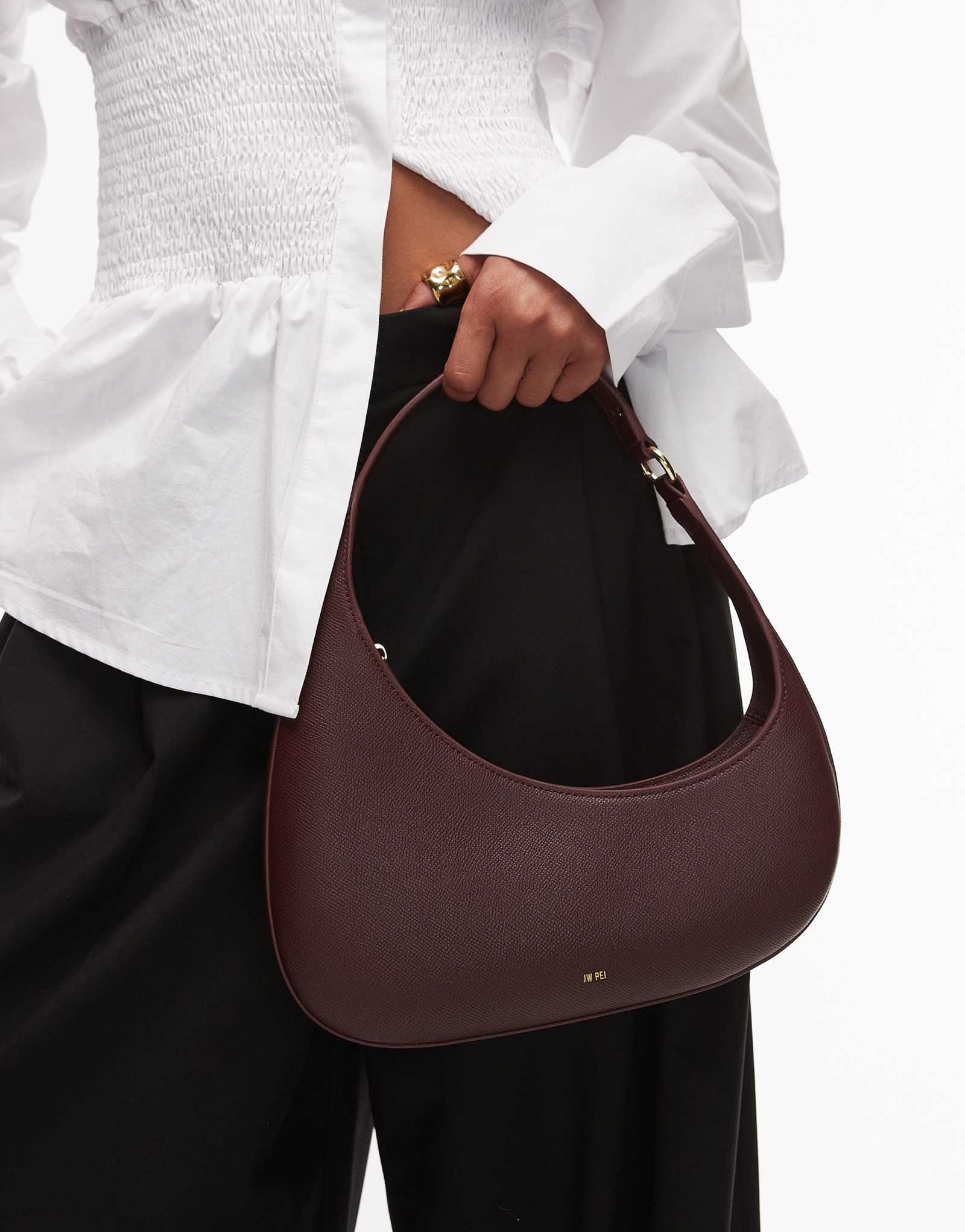 Асимметричная сумка JW PEI Harlee через плечо бордового цвета
