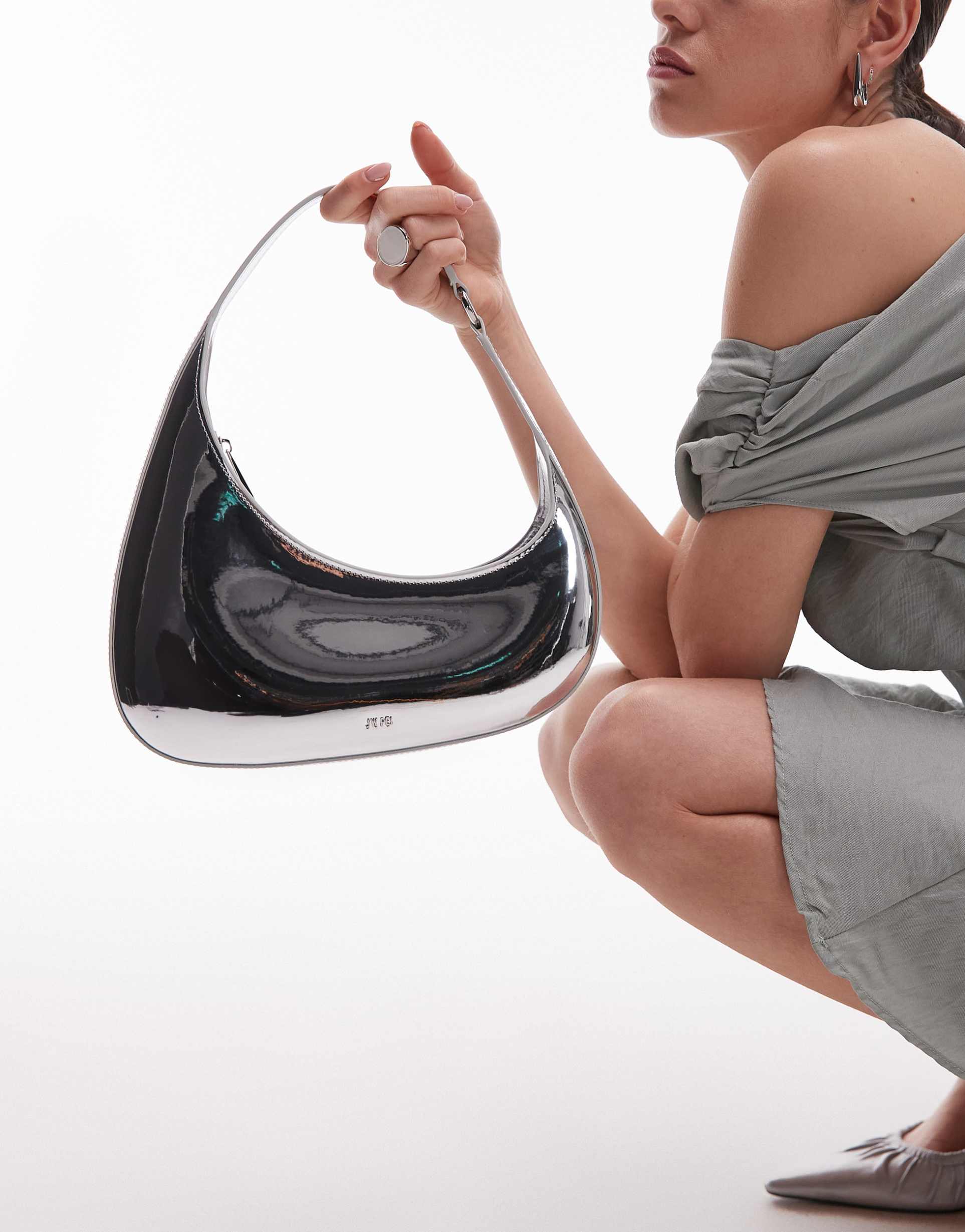 jw pei harlee asymmetric shoulder bag in silver