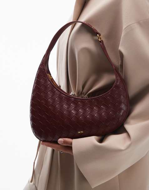 JW PEI Harlee asymmetric woven shoulder bag in burgundy - view 1