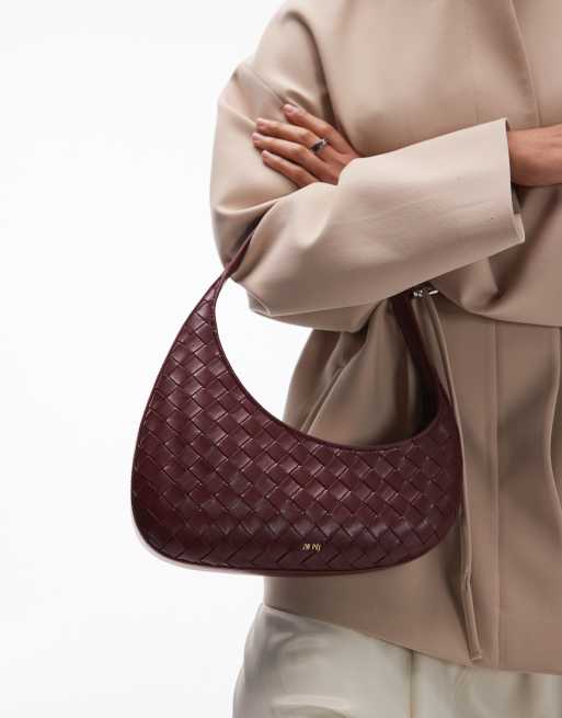 JW PEI - Harlee - Borsa da spalla bordeaux asimmetrica intrecciata , 4 di 4