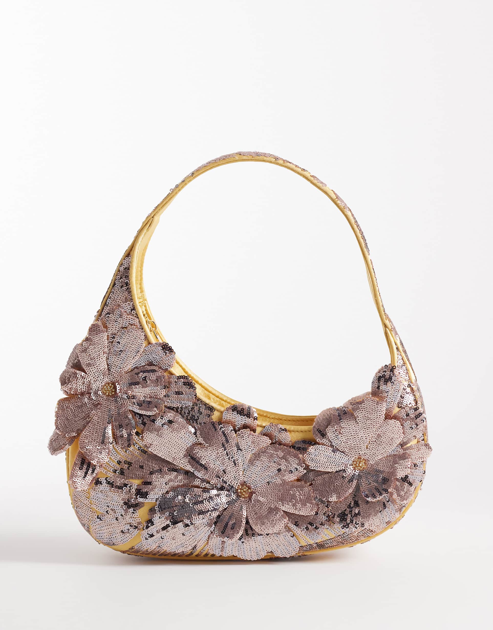 jw pei harlee floral embellished shoulder bag in yellow