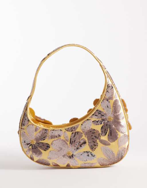 JW PEI Harlee floral embellished shoulder bag in yellow, 4 of 4