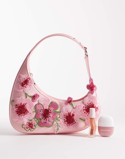 JW PEI - Harlee - Lyserød skuldertaske med blomsterudsmykninger , 2 af 4