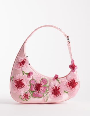 JW PEI - Harlee - Sac porté épaule à fleurs ornementées - Rose