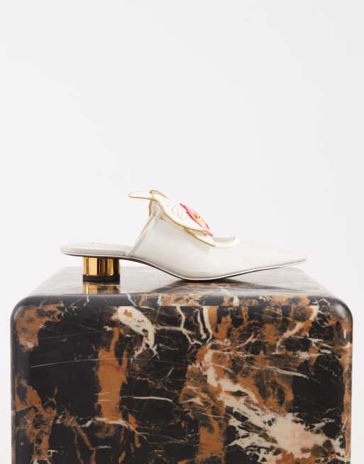 JW Pei Helena floral heeled mules in white, 4 of 5