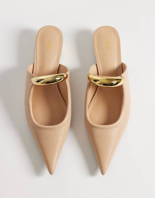 JW PEI – Helena – Mule w kolorze khaki ze złotym detalem, 3 z 4
