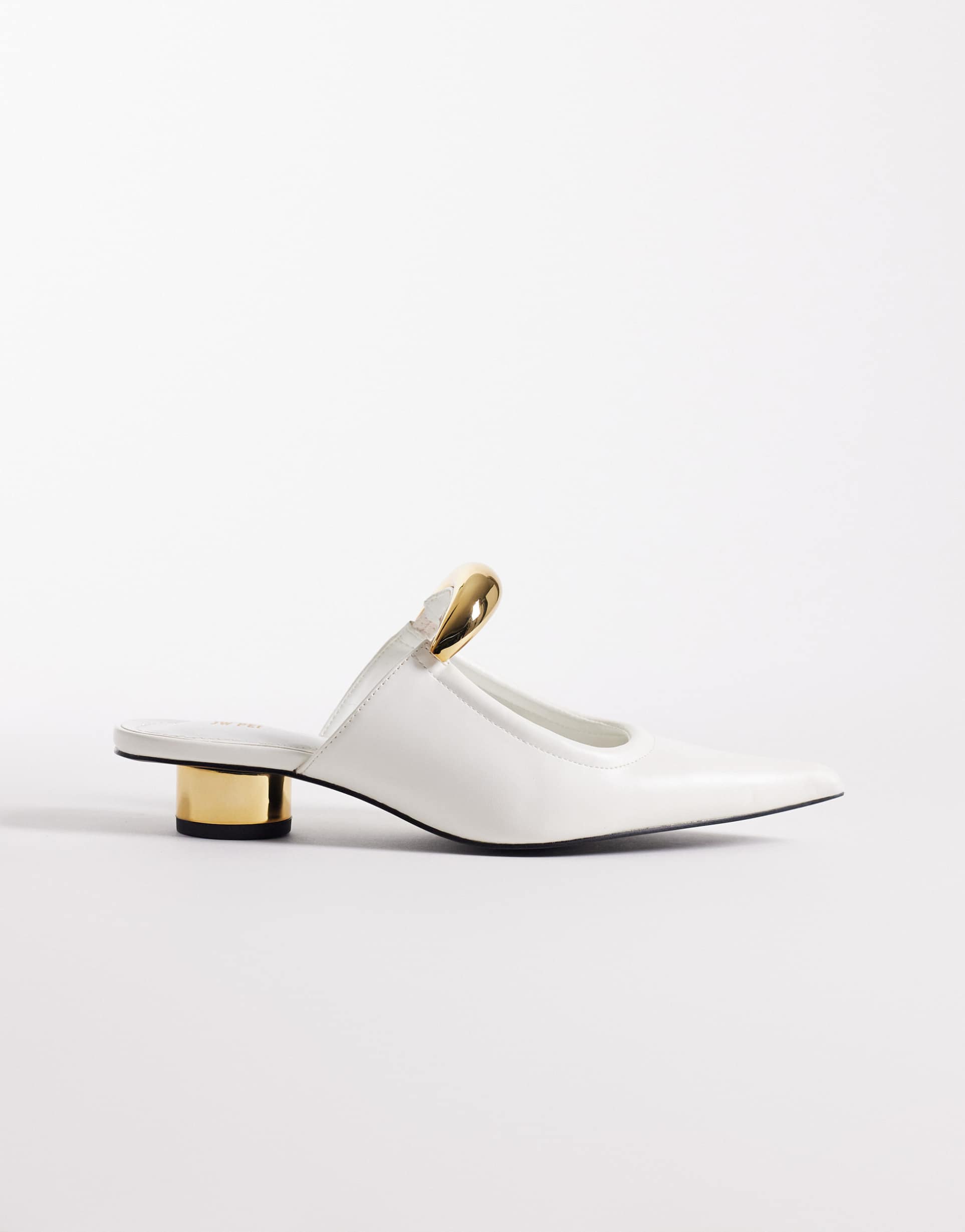 jw pei helena mules with gold-tone metal detailing in white