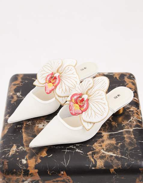 JW Pei - Helena - Sabot bianchi con tacco e stampa floreale - view 1