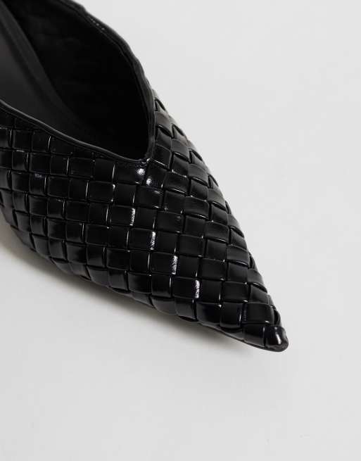 JW PEI Helena woven pointed toe mules in black, 3 of 4