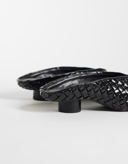 JW PEI Helena woven pointed toe mules in black, 4 of 4