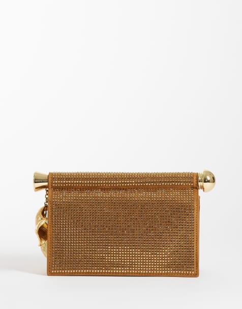 JW PEI – Holly – Verzierte Clutch in Elfenbeinweiß mit Metallanhänger mit künstlichem Schmucksteinbesatz - view 1