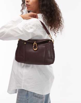 JW PEI - Jayla - Schultertasche in Schokobraun mit geschmolzenem Schnallendetail-Brown