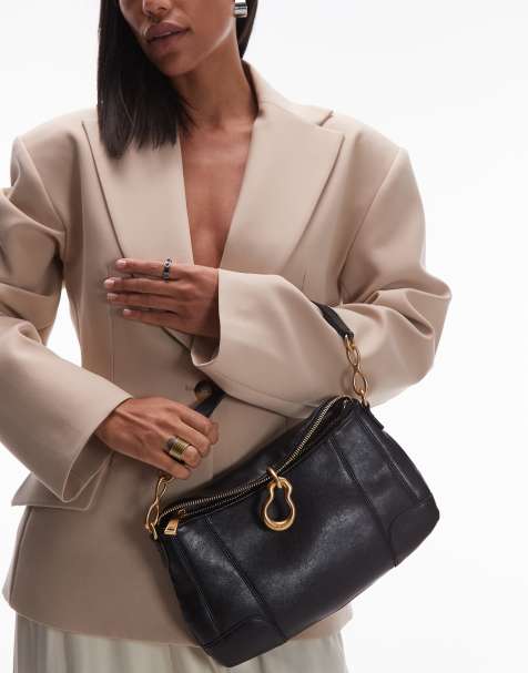 JW PEI Jayla shoulder bag with molten buckle detail in black - view 1