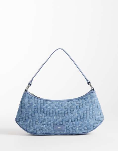 JW PEI – Jeans-Schultertasche in Blau in Flechtoptik - view 1