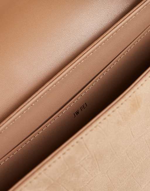 JW PEI Joy axelväska i beige mockaimitation med krokodilmönster, 2 av 4