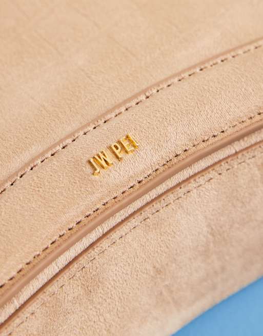 JW PEI Joy Schultertasche in Beige mit Kroko-Prägung in Wildlederoptik, 4 von 4