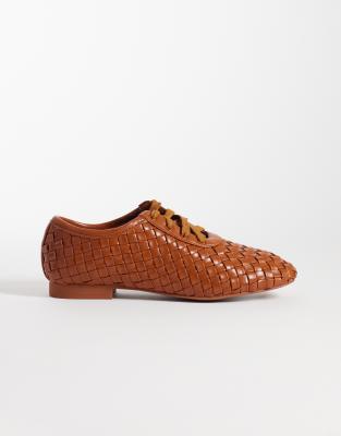 Kayla - Schnürschuhe in Flechtoptik in Hellbraun-Rotbraun Rotbraun 37.5