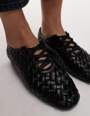 Jw Pei Kayla Weave Strap Lace Up Shoes In Black
