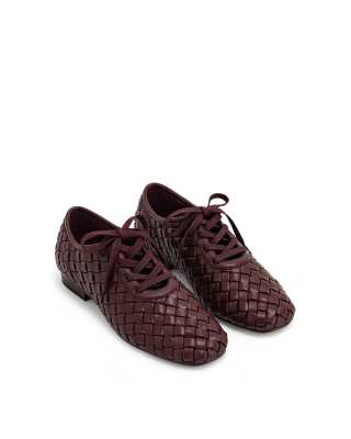  Kayla weave strap lace up shoes in burgundy