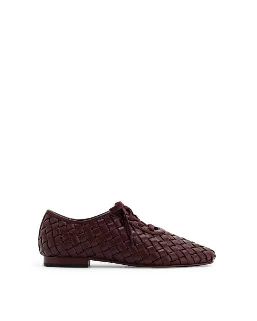 JW PEI Kayla weave strap lace up shoes in burgundy, 3 of 4