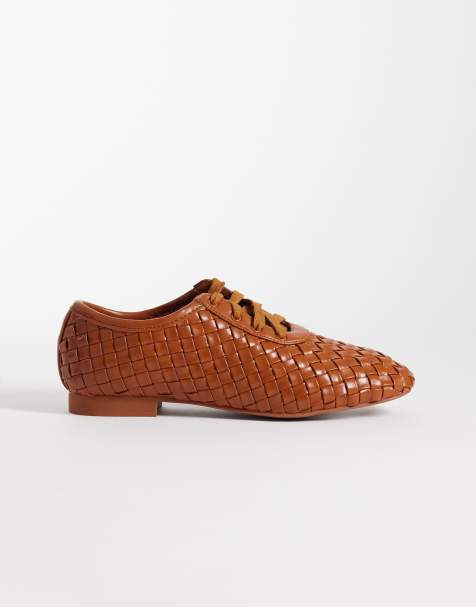 JW PEI Kayla weave strap lace up shoes in tan - view 1
