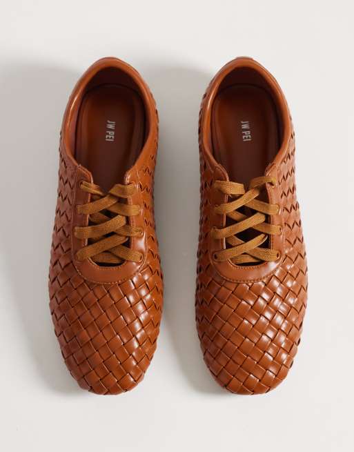 JW PEI Kayla weave strap lace up shoes in tan, 3 of 4