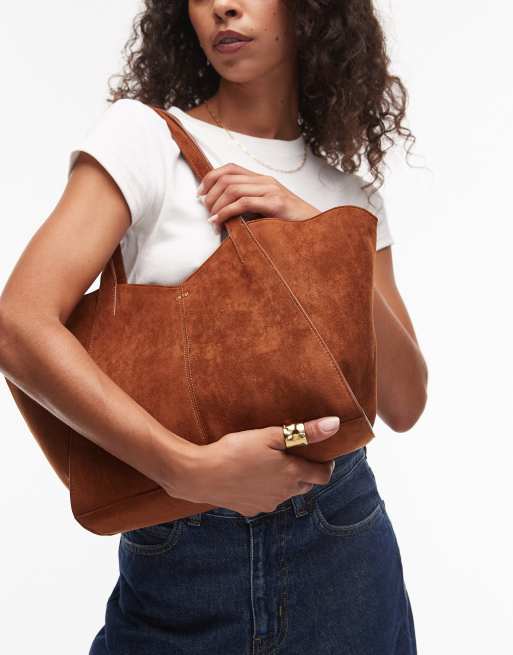 JW PEI - Kiana - Grote suède tote tas in bruin