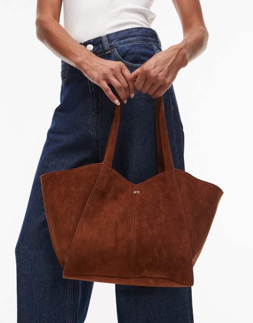 JW PEI Kiana large faux suede tote bag in brown | ASOS