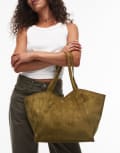 [JW PEI] JW PEI Kiana large faux suede tote bag in olive green No Size Olive green