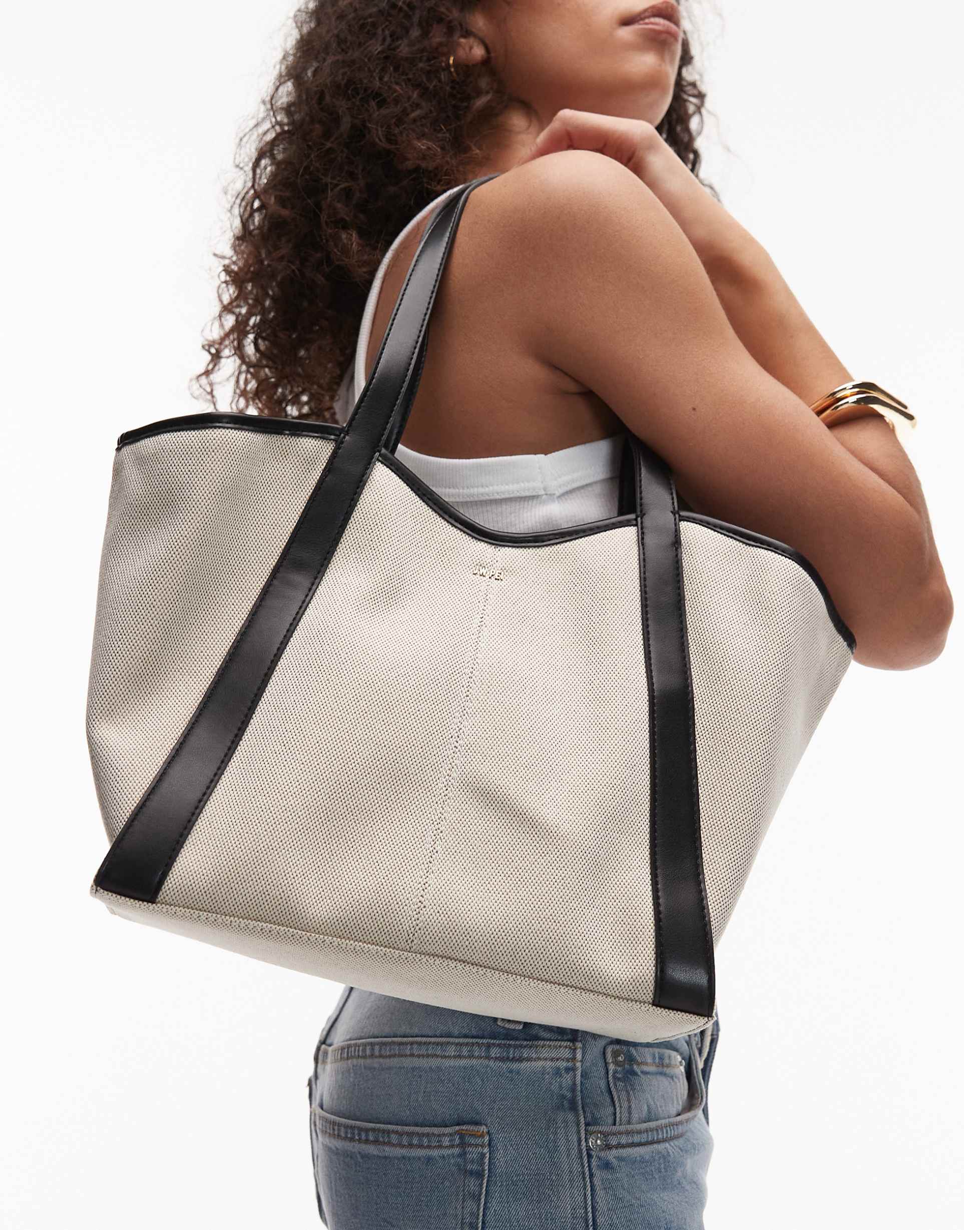 jw pei kiana large tote bag in canvas and pu mix