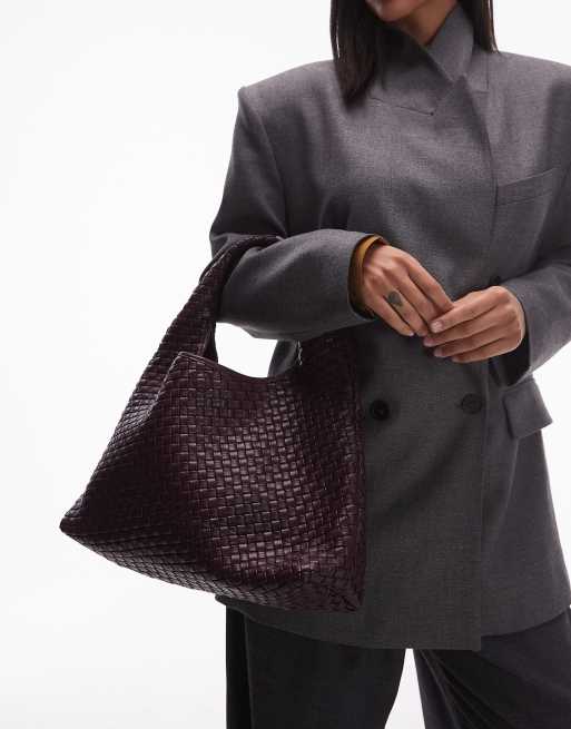 JW PEI Lara large woven shoulder bag in burgundy , 2 of 4