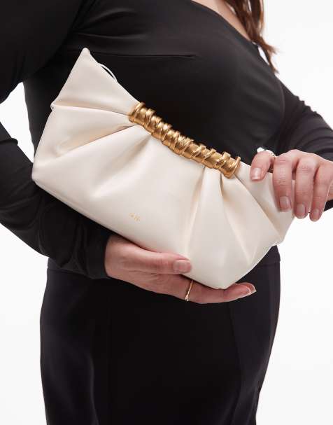 JW PEI Leia pleated clutch bag in white - view 1