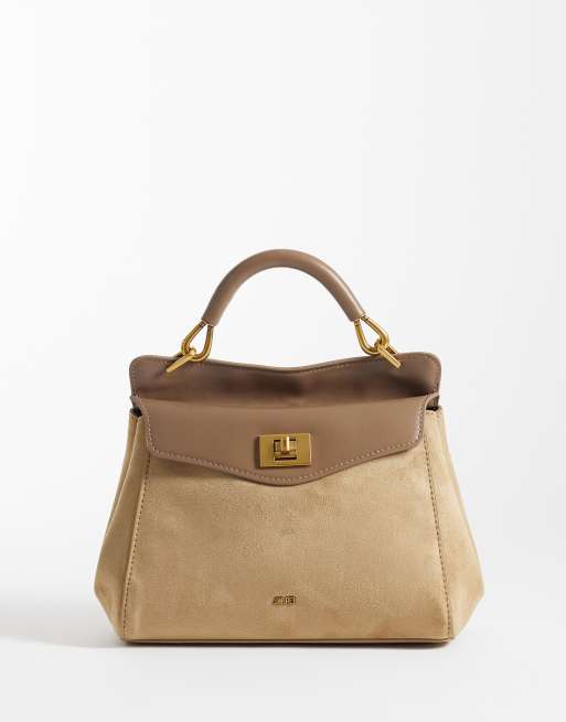 JW PEI - Lucia - Borsa classica in camoscio sintetico color tortora