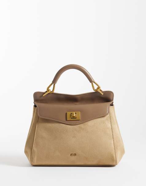 JW PEI Lucia classic faux suede top handle bag in taupe - view 1
