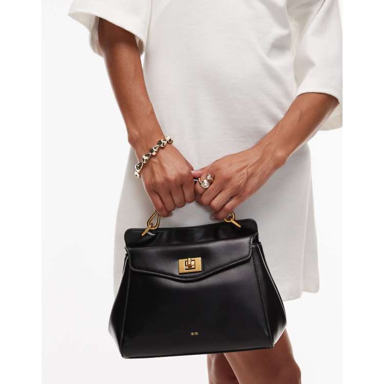 JW PEI Lucia classic top handle bag with crossbody strap in black