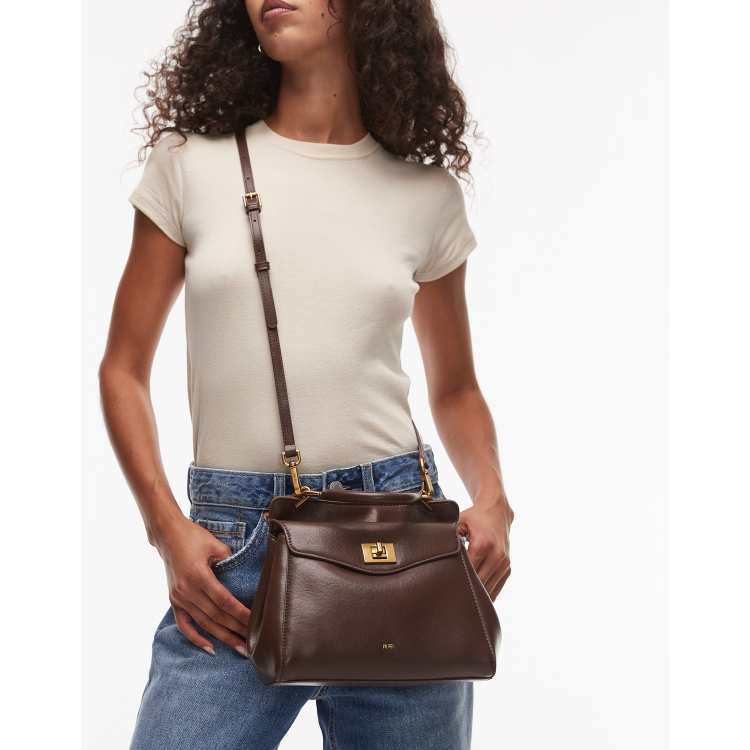 JW PEI Lucia classic top handle bag with crossbody strap in dark