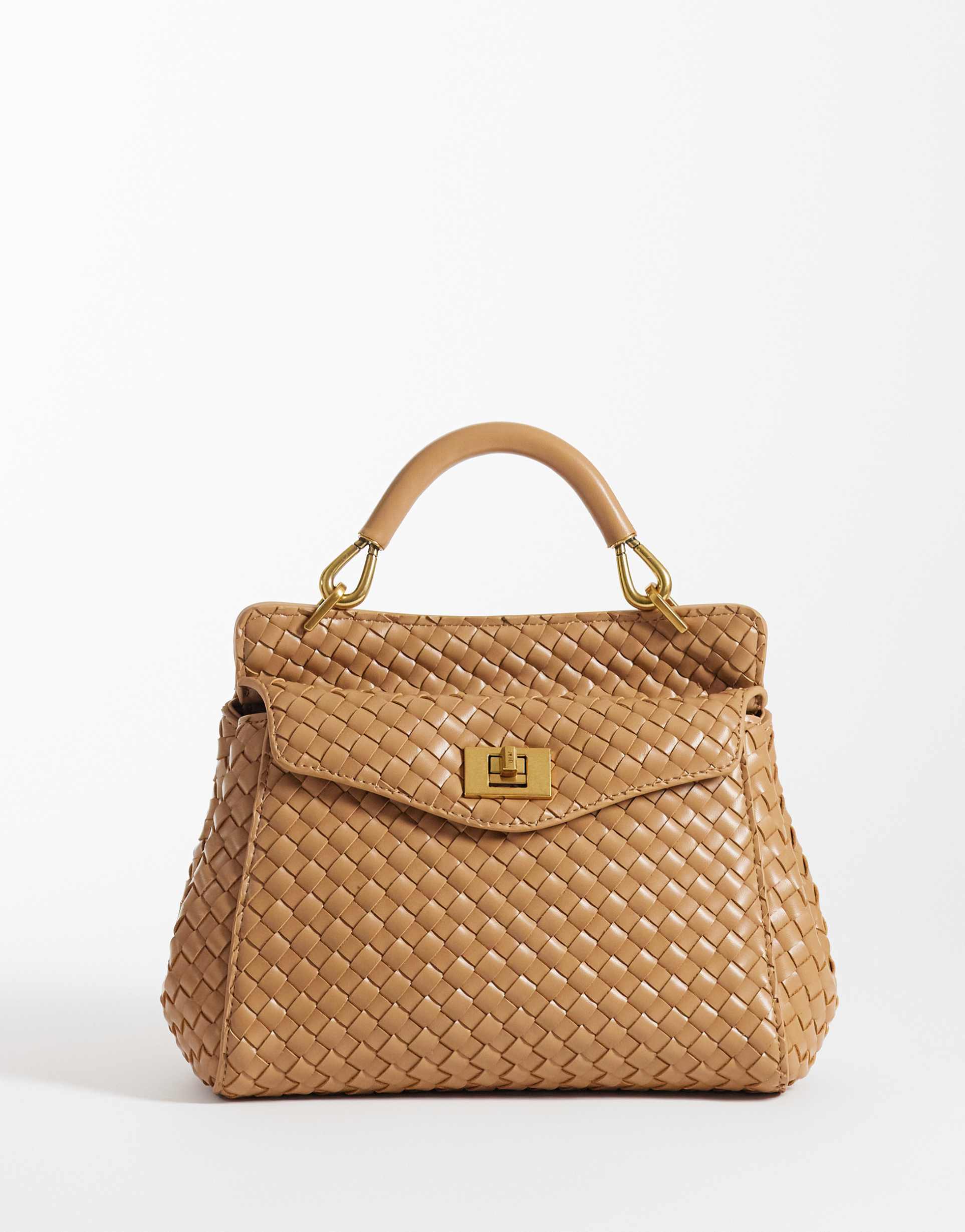 jw pei lucia classic top handle woven purse in brown