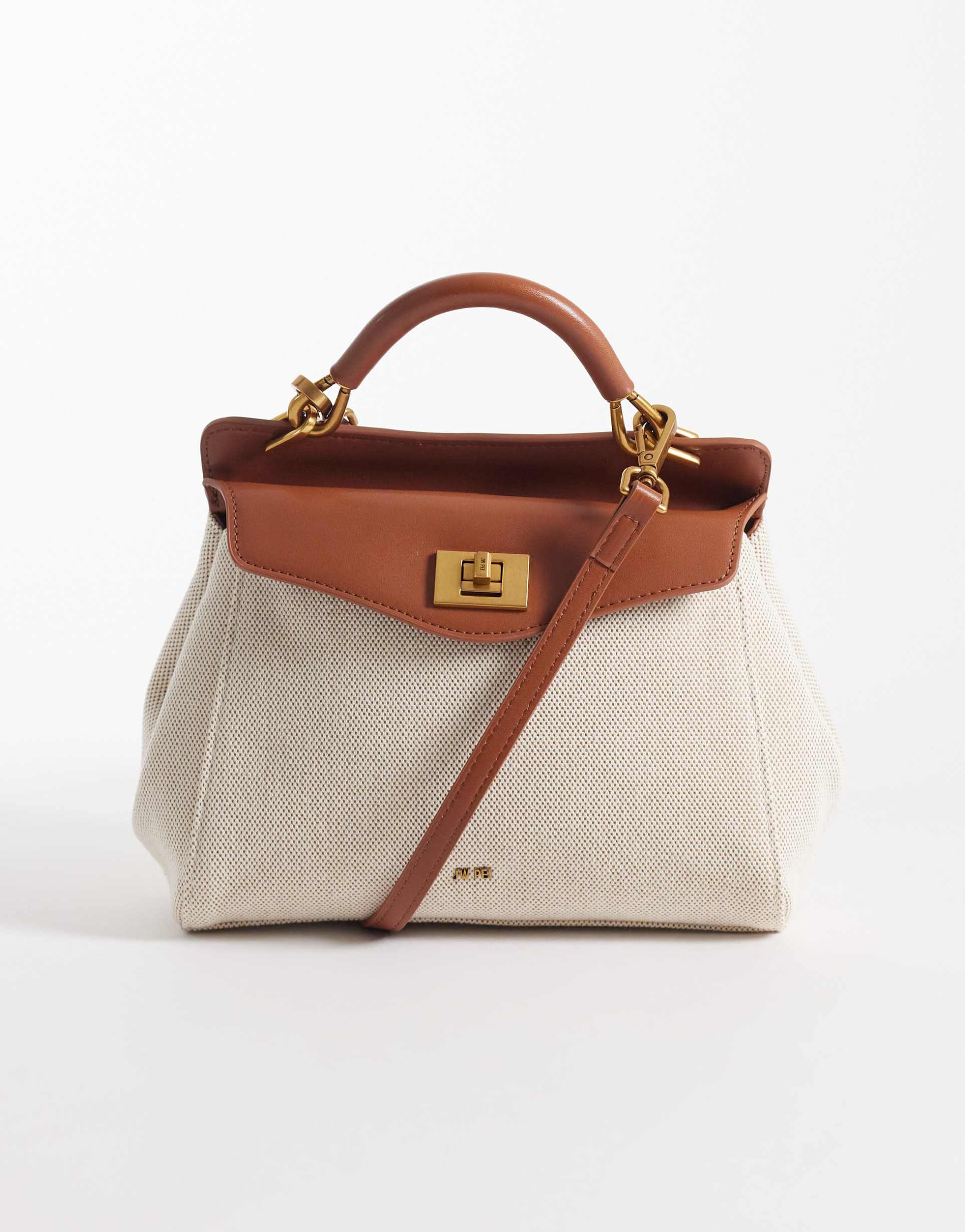 jw pei lucia classic top purse in brown canvas