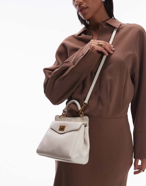 JW PEI Lucia top handle classic bag with crossbody strap in off