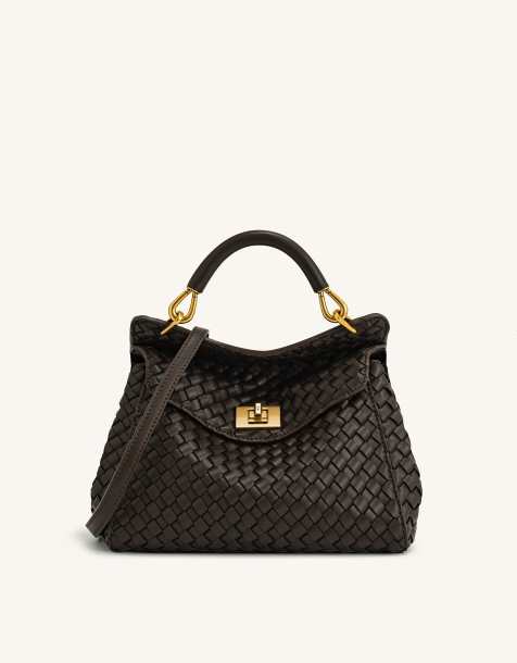 JW PEI Lucia woven top handle back in chocolate brown - view 1